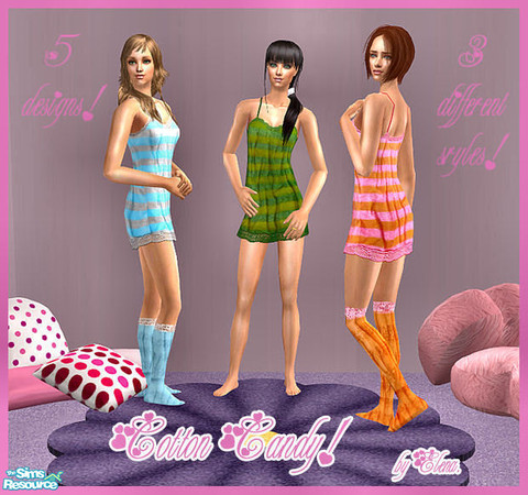 Sims 2 — Cotton Candy by Elena. — A set of five PJ\'s for your adult sim ladies. Enjoy!
