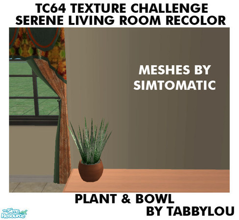 Sims 2 — TL - TC64 Serene Living Rm PlantSmall by TabbyLou — Plant Small for Recolor of Simtomatic\'s Serene Living Room