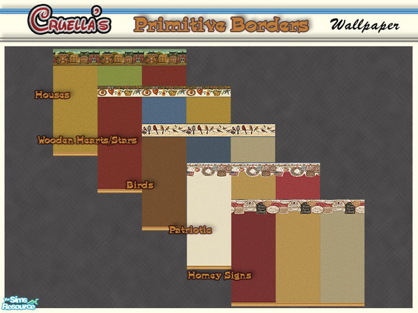 Sims 2 — am_PrimitiveBorders by Cruella — Primitive borders on painted lightly spackled walls. Your Sims will love this