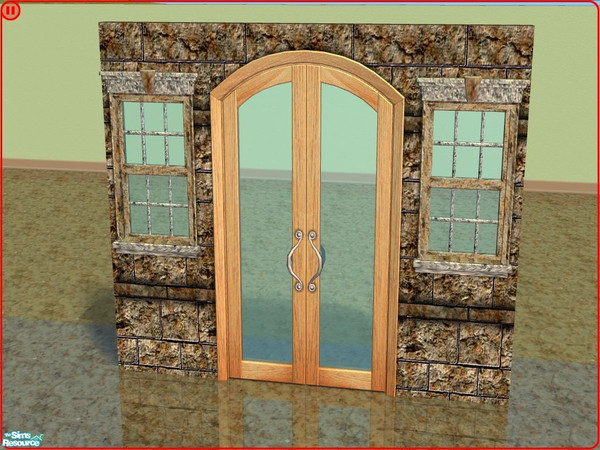 Sims 2 — Oak French door by hippiebill — Rustic, yet sophisticated. Do not use as a flotation device in case of flood.
