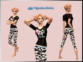 Sims 2 — MXM Funny Pajamas for Adults - Black by MAXImalistka — Adult female pj\'s