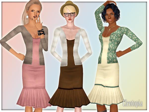The Sims Resource - Knee lenght dress with cardigan