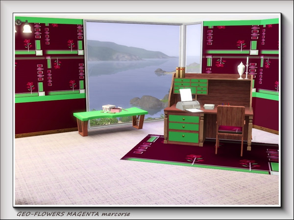 Sims 3 — Geo-Flowers Magenta pattern by marcorse — Flowers, small shapes and background in magenta with contrasting