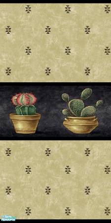 Sims 2 — Wall - Black Southwestern Cactus by Sheera — Part of my Southwestern Cactus Walls & Floors Set, hope you\'ll