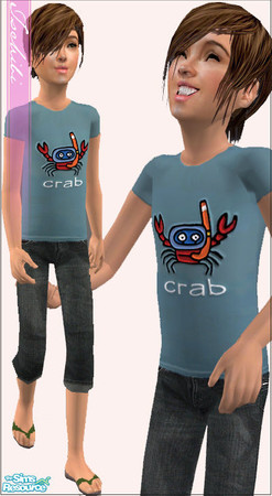 Sims 2 — Kukuxumusu kids set - blue crab by justtschibi — Blue crab recolor of Siluettas new Mesh, with a funny spanish