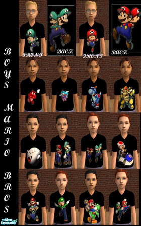 Sims 2 — Boys Mario Brothers tshirts by frogger1617 — Mario Brothers tshirts for your little sims