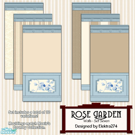 Sims 2 — Rose Garden Walls, Set 7 by elektra274 — 7 of 12 wall sets designed to coordinate with my \"Rose