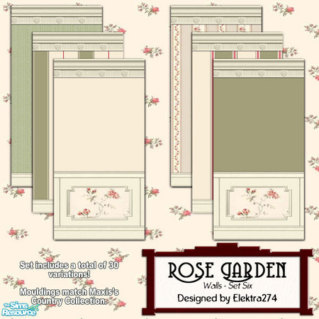 Sims 2 — Rose Garden Walls, Set 6 by elektra274 — 6 of 12 wall sets designed to coordinate with my \"Rose
