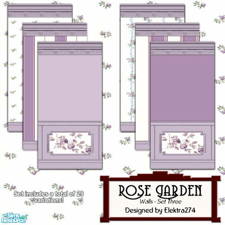 Sims 2 — Rose Garden Walls, Set 3 by elektra274 — 3 of 12 wall sets designed to coordinate with my \"Rose