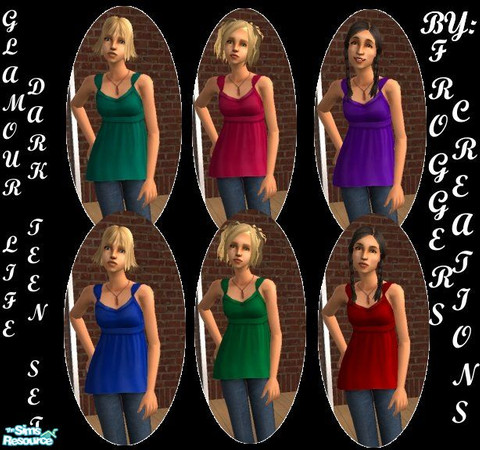 Sims 2 — Teen Glamour Set Dark Edition by frogger1617 — Everyday Set for Teens.