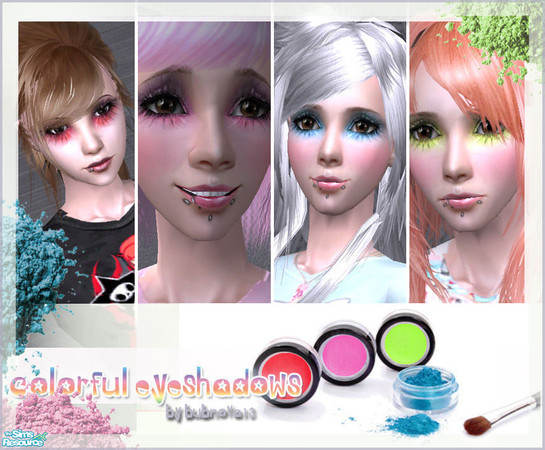 Sims 2 — Colorful eyeshadow set by Bubnova13 — These are the bright eyeshadows - 4 colours to choose from =) For your