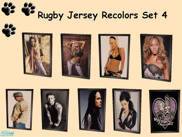 Sims 2 — Rugby Jersey Recolors Set 4 by MinnieMinPin — 9 prints ~ Gwen Stefani of No Doubt, Christina Aguilera, Justin