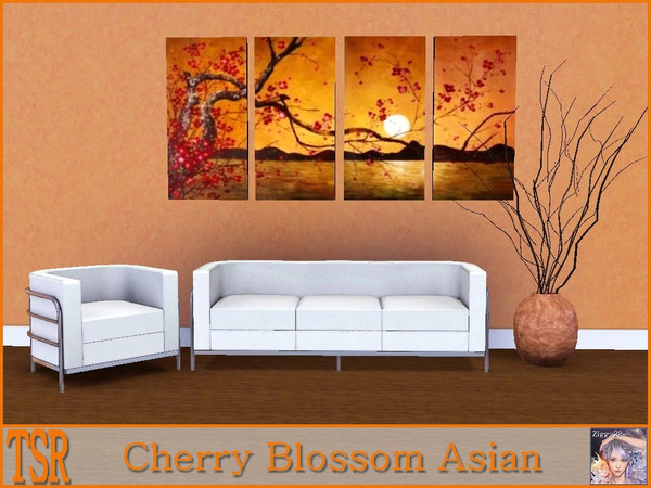 Sims 3 — Cherry Blossom Asian by ziggy28 — Cherry Blossom Asian a beautiful asian quad painting. New mesh created by