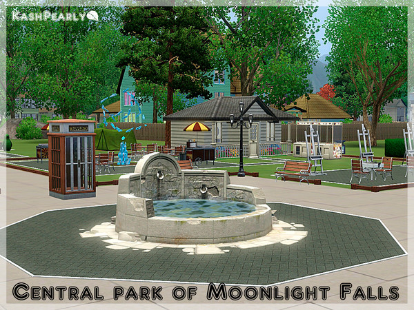 Sims 3 — Central park of Moonlight Falls by KashPearly2 — Perfect place for any sim. There are kids area, creative area,