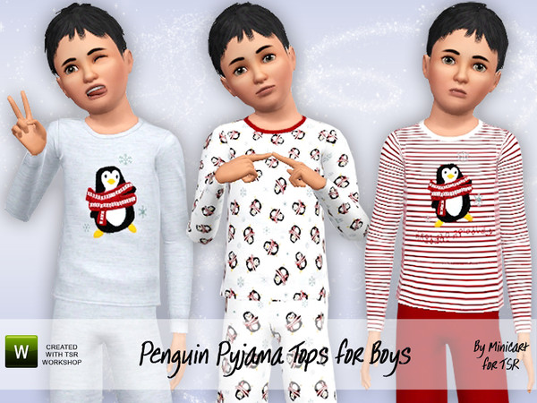 Sims 3 — Penguin Pyjama Tops for Boys by minicart — These cute, warm and snuggly Penguin pyjama tops are just right for