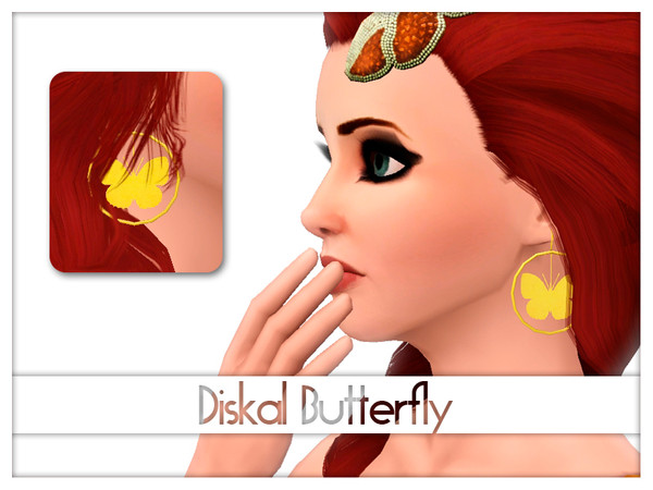 Sims 3 — Diskal Butterfly Earrings by Kiolometro — Beautiful earrings made of metal. Earrings in shape of a butterfly.