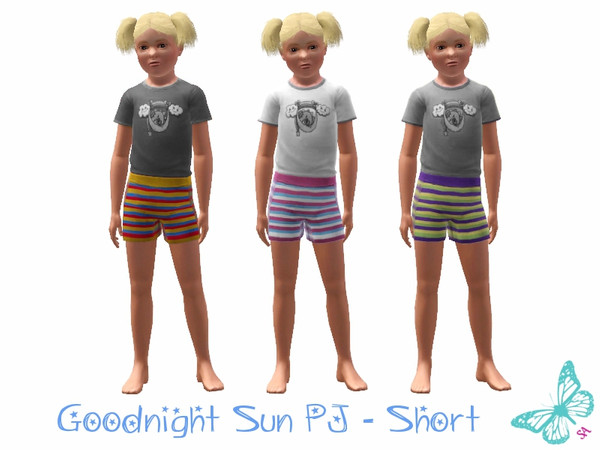 Sims 3 — Goodnight Sun PJ Short by sinful_aussie — Bright rainbow PJ's with a cute sleeping sun. Both top and shorts