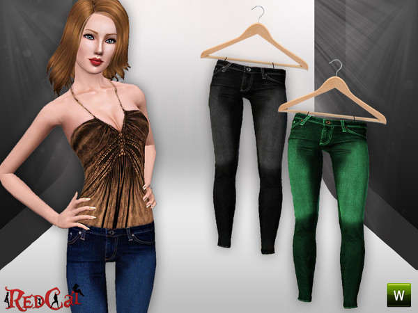 Sims 3 — Fresh Set_Jeans by RedCat — 2 Recolorable Palette. Game Mesh. ~RedCat