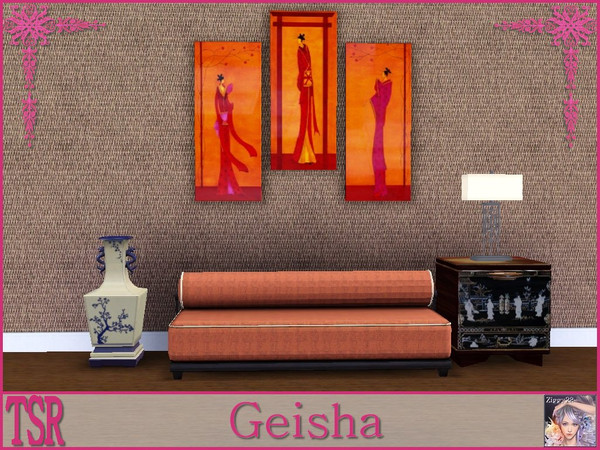 Sims 3 — Geisha by ziggy28 — Geisha a trypic painting. TSRAA