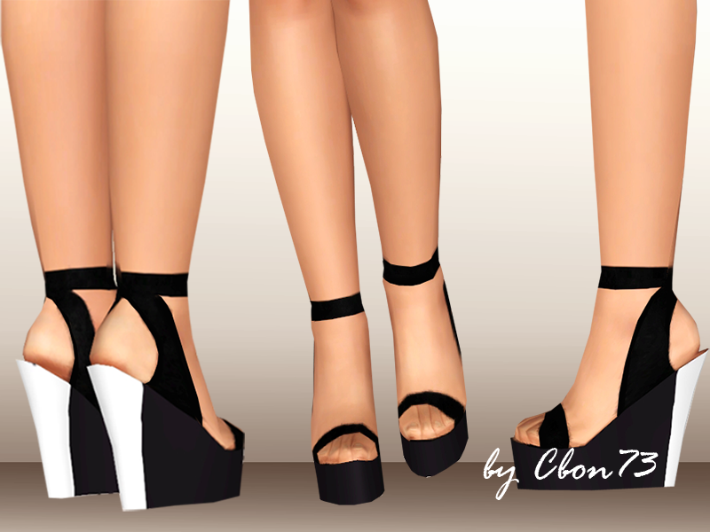 The Sims Resource - Bicolor Graphic Platform Wedges