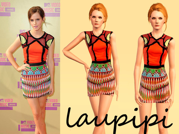 Sims 3 — Emma Watson Dress by laupipi2 — New not recolorable dress. Credit to: Simstaplease 