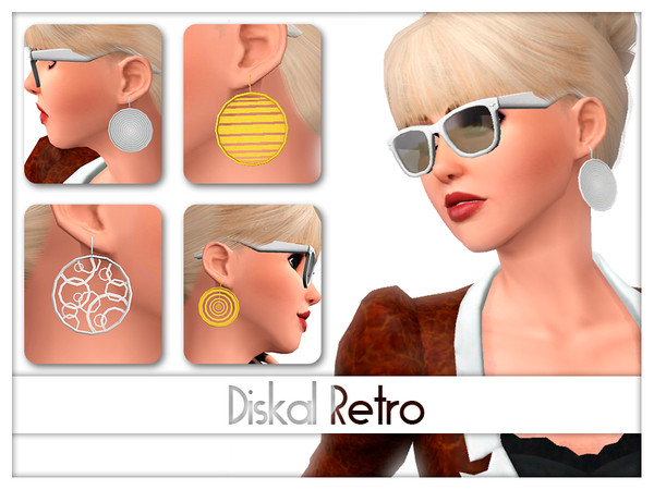 Sims 3 — Diskal Retro earrings by Kiolometro — Beautiful earrings made of metal. Earrings in shape of a circle, line and