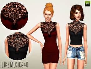 Sims 3 — Old World by ILikeMusic640 — Intricate lace necklines on this top and dress.
