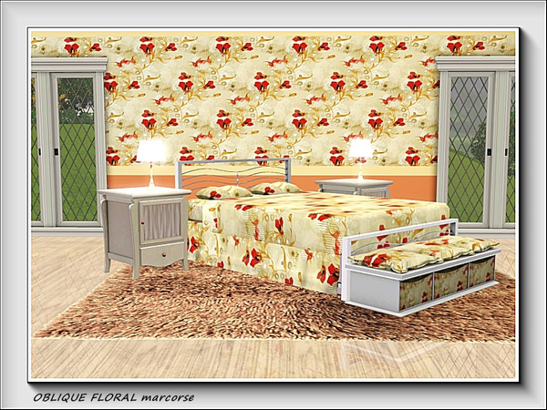 Sims 3 — Oblique Floral pattern by marcorse — Another diagonal design made up of simple flowers and leaves in red and
