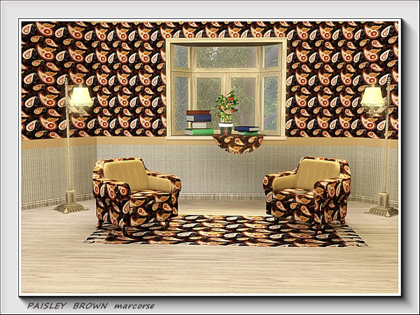 Sims 3 — Paisley Brown pattern by marcorse — Another classic paisley fabric, this time in tones of pinky-beige through to