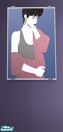 Sims 2 — Nagel Serigraph 12 by cruinne — Patrick Nagel\'s art is virtually ubiquitous 80\'s in pop culture. Just add some