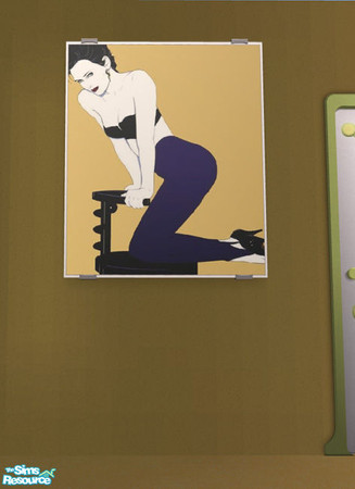Sims 2 — Nagel Serigraph 08 by cruinne — Patrick Nagel\'s art is virtually ubiquitous 80\'s in pop culture. Just add some