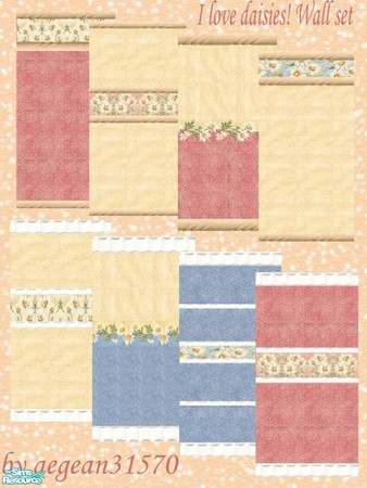 Sims 2 — I love daisies! Wall set by aegean31570 —  