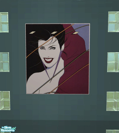 Sims 2 — Nagel Serigraph 01 by cruinne — Patrick Nagel\'s art is virtually ubiquitous 80\'s in pop culture. Just add some