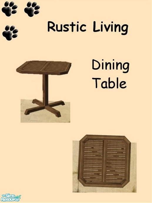 The Sims Resource - Rustic Living - Brown Recolor Set - Dining Table