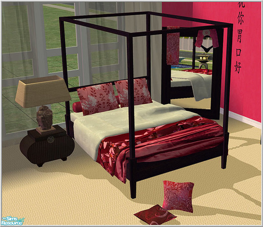 Sims 2 — modern asian bedroom recolor by Birgit43 — recolor of asian bedroom items (set-595125)