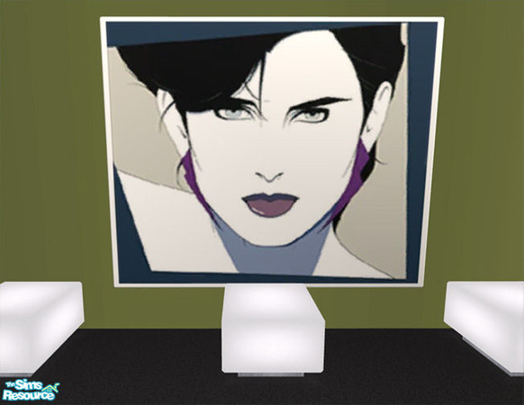 Sims 2 — Nagel Serigraph 05 by cruinne — Patrick Nagel\'s art is virtually ubiquitous 80\'s in pop culture. Just add some