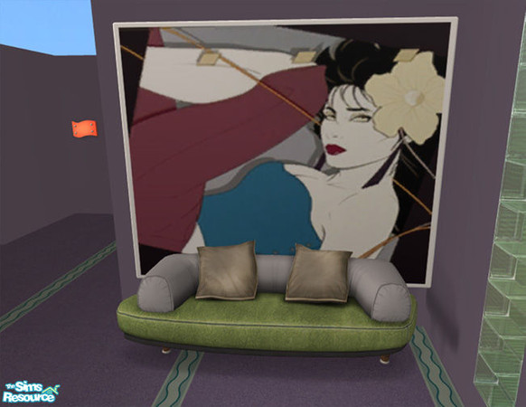 Sims 2 — Nagel Serigraph 06 by cruinne — Patrick Nagel\'s art is virtually ubiquitous 80\'s in pop culture. Just add some