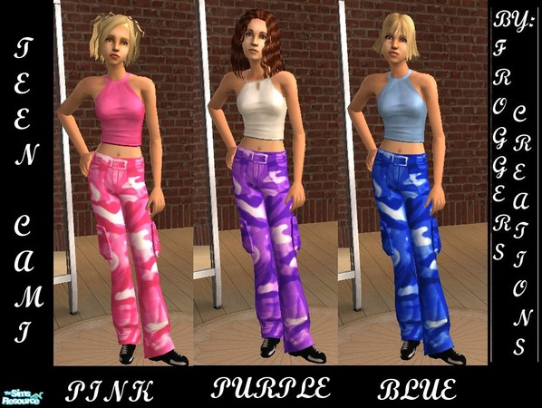 Sims 2 — Teen Cami Pants Set by frogger1617 — Recolor of Maxis Teen Cami Pants. Shirts are maxis original.