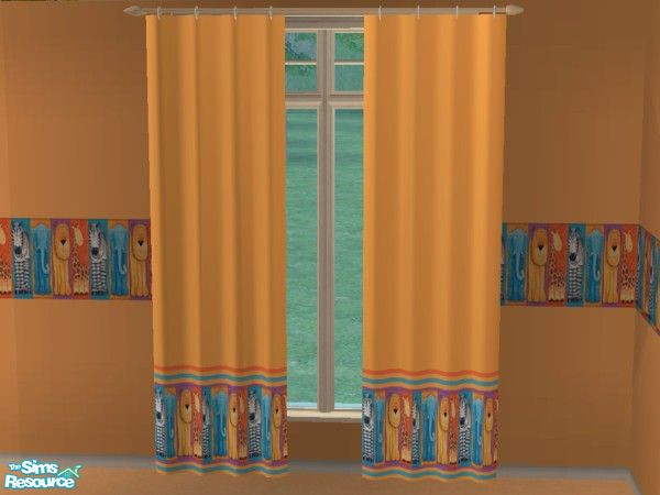 Sims 2 — Jungle Creatures Nursery - Orange Curtains by lym — Part of my Jungle Creatures Nursery set.