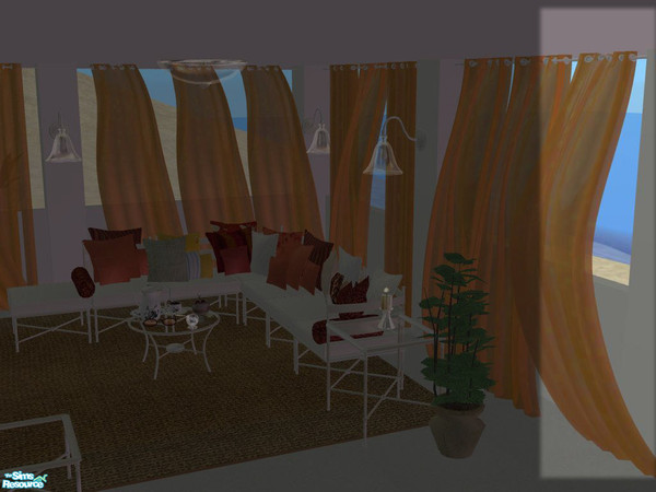 Sims 2 — PB Outdoor Curtains - Sheer recolors - Curtain right orange by ShinoKCR — Includes a grey Bar