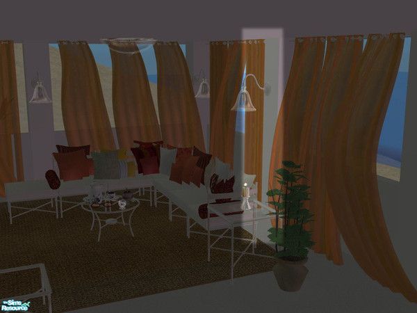 Sims 2 — PB Outdoor Curtains - Sheer recolors - Curtain middle Orange by ShinoKCR — Includes a grey Bar