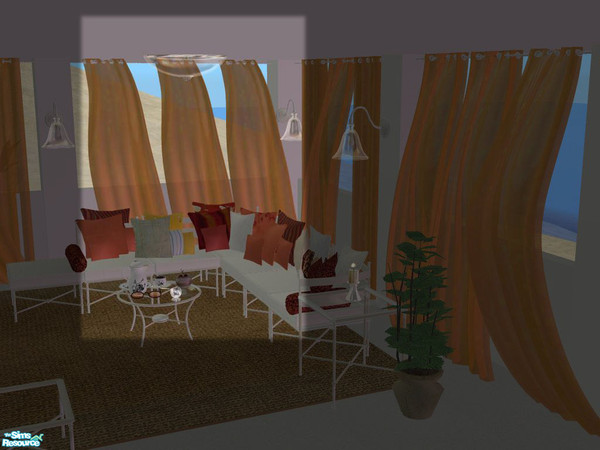 Sims 2 — PB Outdoor Curtains - Sheer recolors - Curtain left Orange by ShinoKCR — Includes a grey Bar
