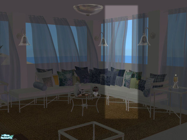 Sims 2 — PB Outdoor Curtains - Sheer recolors - Curtain right blue by ShinoKCR — Includes a white bar