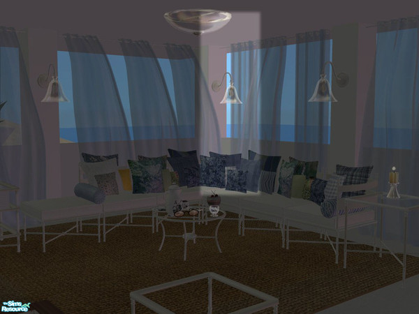 Sims 2 — PB Outdoor Curtains - Sheer recolors - Curtain middle blue by ShinoKCR — Includes a white bar