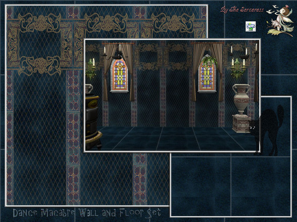 Sims 2 — Dance Macabre Wall and Floor Set by thesorceress — A Wall and Floor Set in a Gothic Style, Hope you like them :D