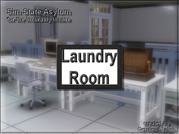 Sims 3 — Laundry Room Sign by Cerulean Talon — Clean clothes are an essential when there could be blood involved. White