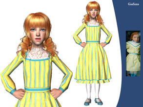 Sims 2 — Yellow Striped Dress by giasims — Yellow dress with blue stripes