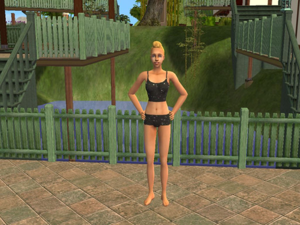 Sims 2 — Black_Night_Starshine_Undies by Xodess — This undie outfit is black with star pattern. Bottoms are booty shorts.