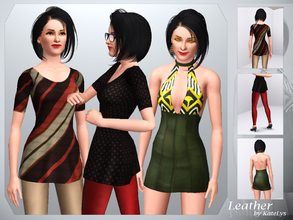 Sims 3 — Leather Set by katelys — 3 new hand-painted clothes - long sweater (my mesh), leather pants and dress. Enjoy :)