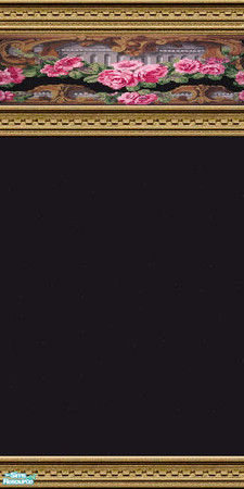 Sims 2 — jsf2AcanthusRoses by jsf — Bright pink roses contrast with black paint and elaborate mouldings to dress up your